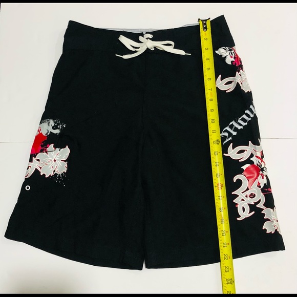 Maui Nix Swim Trunks Board Surf Shorts Men's Sz 30 Black Side Pocket - Picture 8 of 10